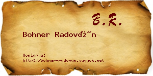 Bohner Radován névjegykártya